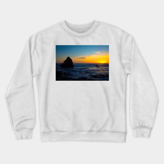 Sun Setting Into The Pacific Ocean Crewneck Sweatshirt by photogarry